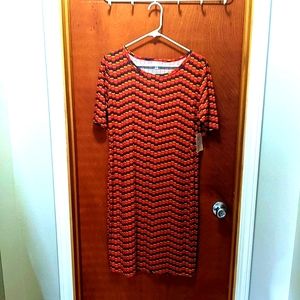 NWT LulaRoe Julie Dress Multi Color Geometric Design Size L